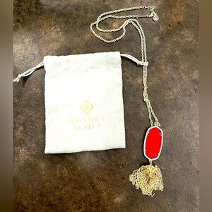 Kendra Scott Rayne necklace. Red Stone with a 30” gold chain.